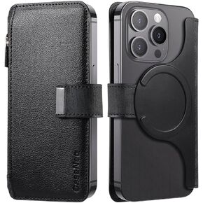 EEFIO Compatible for iPhone 16 Magnetic flip Phone Card case, flip Leather with Magnetic Buckle and Stand Phone Card case, Suitable for iPhone 16 Pro 6.1 inches (Brown)