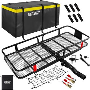 60"X21.6"X6" Hitch Cargo Carrier and Receiver Hitch Cargo Rack with Waterproof Cargo Bag(58"X20"X24"),Carrier Cargo Used Rust Resistant Baking Paint and Alloy Steel Material