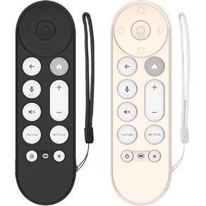 [2 Pcs] Silicone Remote Case for Google TV Streamer 4K Voice Remote 2024,Shockproof Remote Cover for Google TV Streamer 4K Voice Remote, Remote Protective Cover with Lanyard (Glow Blue+Glow Green)