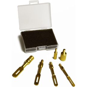 Gun Cleaning Slotted tip/Patch Holder for Patches Brass 6-PC Pack with 2 Brass Fitting adapters