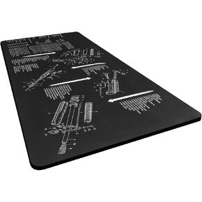 Large Cleaning Mat 36x16 Double Thickness Gun Mat Oil Resistant, Anti-Slip Cleaning Pad Black
