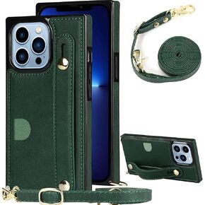 CCSmall for iPhone 13 Wallet Case for Women,Removable Adjustable Strap Crossbody Card Holders Cover Neck Strap Lanyard Purse Shoulder Strap Kickstand Purse Case for iPhone 13 KB Black