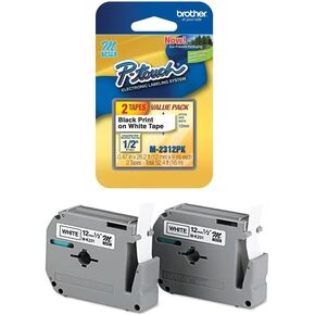 Genuine OEM brand name Brother M-2312PK Black on White Tapes 0.5"x26.2' (2/pk) M2312PK