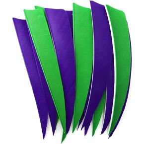 Archery 60pcs Arrow Feathers 4 inch Hunting Arrows Fletching Right Wing Green Purple Shield Cut