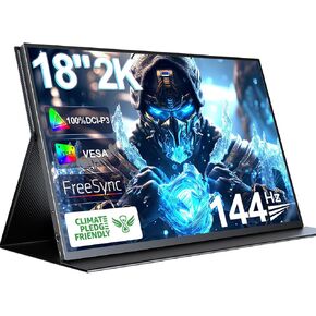 UPERFECT 2K 144Hz Portable Gaming Monitor 18" 2560x1600 QHD 100% DCI-P3 FreeSync HDR Laptop w/VESA, Frameless Matte IPS Eye Care Second Monitor for Game Console (UGame K118)