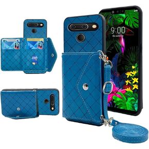 Compatible with LG G8 ThinQ Wallet Case with Crossbody Shoulder Strap and Stand Leather Credit Card Holder Lanyard Slot Cell Accessories Phone Cover for LGG8 Thin Q G 8 LG8 G8thinq LGG8thinq 8G Pink