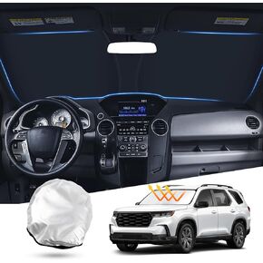 T TGBROS Windshield Sun Shade Custom Fit for 2009-2015 Honda Pilot SUV Accessories Foldable Sun Shield Reflective Polyester Sun Visor Cover Block Heat and Sun Protection