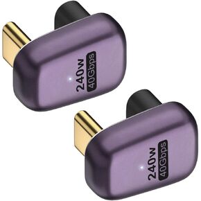 AreMe 240W USB C 180 Degree Adapter (2 Pack), U Shape Type C Male to Female 40Gbps Connector for Thunderbolt, Switch, MacBook, Laptop, Tablet, Phone