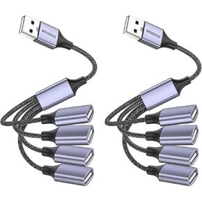MOGOOD USB Splitter, 4-Port USB 2.0 Electronic Adapter, Multi-Socket USB Hub for Data Transfer and Power Charging, Compatible with Keyboard, Desktop, Television, Laptop, Printer, Car, U Disk, and TV in Kuwait