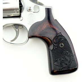 Altamont - S&W K and L Round Revolver Grip - Altai Round Butt to Square Butt Conversion Grip - Real Wood Gun Grips fit S&W K & L Frame Round Butt Revolvers - Made in USA