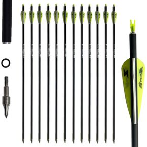 31inch Carbon Arrow Archery Targeting Practice Hunting Arrows for Compound & Recurve Bow with Removable Tips(Pack of 12)