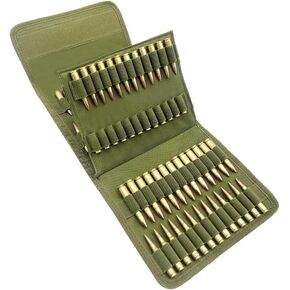 100 Rounds Rifle Pistol Bullet Cartridge Bandoleer Ammo Ammunition Shell Carrier Holder Case Magazine Pouch for .38 9mm .357