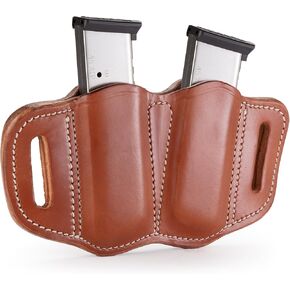 1791 Gunleather 2.1 Mag Holster - حقيبة مزدوجة للأكواب الفردية، وحقيبة مجلة OWB للأحزمة - بني كلاسيكي، أسود ستيلث، أسود وبني وبني مميز