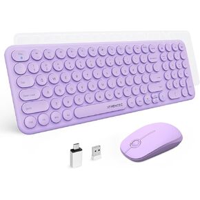 Wireless Keyboard and Mouse, XTREMTEC 2.4G Compact Size Wireless Keyboard Mouse Combo - Ultra Slim Silent Cute Computer Keyboard with USB Receiver for Windows, OS, PC, Desktop, Mac, Tablet (Wine Red)