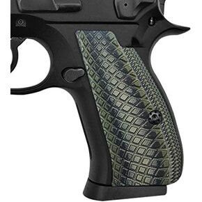 Cool Hand G10 Grips for CZ 75/85 Compact, CZ P-01, P100, C100, Tristar T100, CZ PCR, CZ 75 D, Black Gun Grips Screws Included, Aggressive Snake Scale Texture