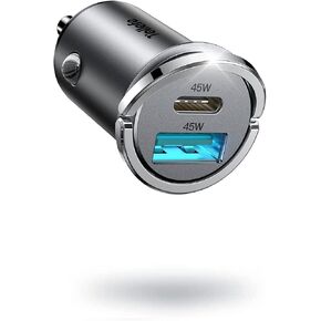 Dual USB C Car Charger Adapter, TOLLEFE 90W Super Fast Type C Car Charger [All Metal], Smallest Cigarette Lighter USB Charger Car Fast Charing for iPhone 16/15/14 Pro Max, Samsung S24/23/22, iPad Pro