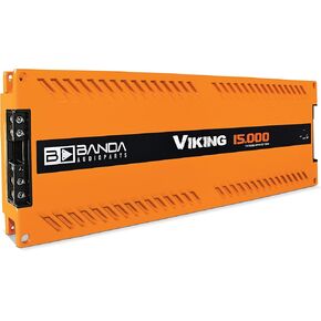 1-Ch Vehicle Audio Bass Amplifier - High-Powered Mono Bass Amplifier w/Subsonic Filter and Low Pass Filter Stable at 1 ohm, LED Indicators, Sound Specialization, Orange - Banda VIKING15000ORANGE