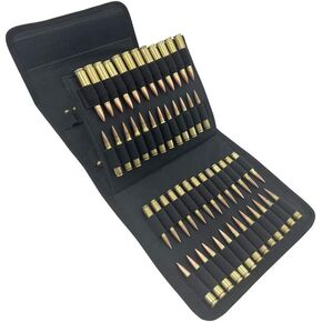 100 Rounds Rifle Pistol Bullet Cartridge Bandoleer Ammo Ammunition Shell Carrier Holder Case Magazine Pouch for .38 9mm .357