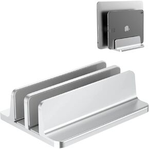 [Upgraded Dock Version] Vertical Laptop Stand, Adjustable 2 Slot Aluminum Desktop Holde(Up to 17.3 inch), Fits All MacBook/Microsoft Surface/HP/Dell/ChromeBook/iPad and Gaming Laptops (Red)