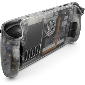 JSAUX Transparent Case Set Front Cover PC0108 & Back Plate PC0106B Vents Version Compatible for Steam Deck [Crystal]