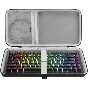 GEEKRIA 75% Keyboard Case, Hard Shell Travel Carrying Bag for 84 Key Portable Gaming Keyboard, Compatible with Keychron K2, Logitech POP Keys Mechanical/MX Mechanical Mini Keyboard (Extra Space)
