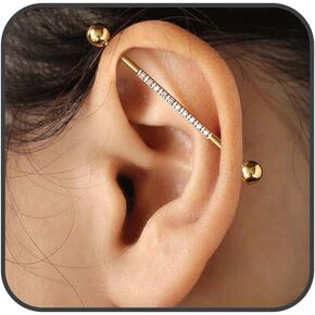 F136 Titanium Industrial Barbell Eyebrow Piercing Jewelry 16G Curved Barbell Internally Threaded Piercing Cartilage Earring Vertical Labret Accents
