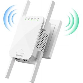1200Mbps Wi-Fi Signal Booster Amplifier, WiFi Extender for Home and Office WiFi 2.4&5GHz Dual Band Wireless Repeater, 4 Antennas 360° Coverage, with AP/Repeater Mode, WHITE