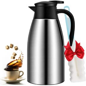 68oz Coffee Carafe Airpot Insulated Coffee Thermos Urn Stainless Steel Vacuum Thermal Pot Flask for Coffee, Hot Water, Tea, Hot Beverage - Keep 12 Hours Hot, 24 Hours Cold