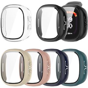 RuenTech Compatible with Fitbit Ace LTE Case Cover, Screen Protector Tempered Glass Film PC Protective Case for Fitbit Google Ace LTE Kids Smartwatch (6-Pack)