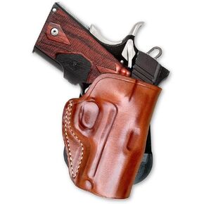 Premium Leather OWB Paddle Holster Open Top Fits Kimber Ultra Crimson Carry II 45 ACP 3'', Right Hand Draw, Brown Color #1469#