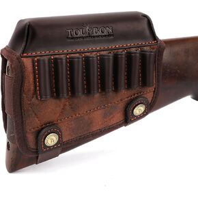 TOURBON Leather Buttstock Cheek Rest with Rifle Shell Holder