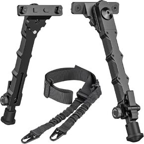 CVLIFE 7.5-9 Inches Rifle Bipod for M-Rail with Two Point Rifle Sling for Rifle, Adjustable, Foldable Attach Directly Bipod for Shooting, Hunting, Range and Outdoors