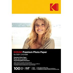 كوداك Photo Paper Gloss 4 "x6", 100 قطعة، وزن 66-230 جم/م2، سمك 11.9 مل، ورق صور ملون زاهي in Kuwait