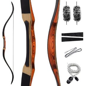 OBTOUTDOOR 51Inch Black Hunter Recurve Bow 20-55lbs Handmade Horsebow Woods for Archery Hunting Target Practice