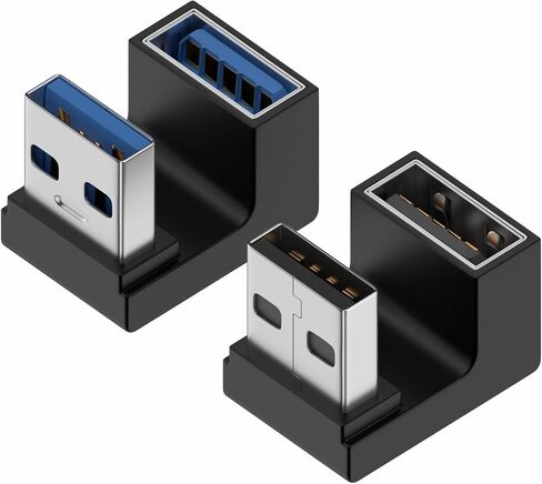 Herfair U-Shape USB Adapter (2 Pack) 180 Degree USB 3.1 Male to Female Extender 10Gbps USB Port Converter Direction Changer Supports OTG for PC, Laptop, USB Charger, Raspberry Pi and More (Style C) in Saudi Arabia