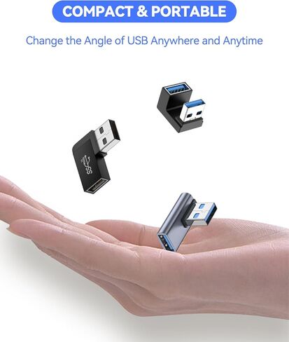 Herfair U-Shape USB Adapter (2 Pack) 180 Degree USB 3.1 Male to Female Extender 10Gbps USB Port Converter Direction Changer Supports OTG for PC, Laptop, USB Charger, Raspberry Pi and More (Style C) in Saudi Arabia