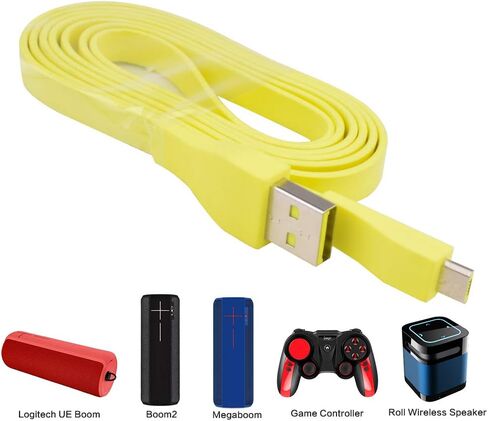 Replacement UE Boom Charger Cable Power Cord Compatible with UE Boom Boom2 Megaboom Wonderboom Miniboom Ultimate Ears Roll Speaker (Yellow, 3.9FT) in Kuwait