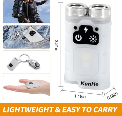 KunHe K2 2 Pack 1000 High Lumens EDC Flashlight with Tail MagnetSuper Bright Rechargeable USB C Mini Small Portable Keychain Pocket Flashlights in Saudi Arabia