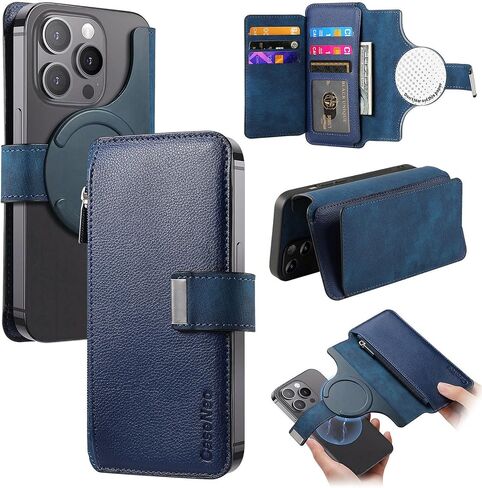EEFIO Compatible for iPhone 16 Magnetic flip Phone Card case, flip Leather with Magnetic Buckle and Stand Phone Card case, Suitable for iPhone 16 Pro 6.1 inches (Brown) in Saudi Arabia