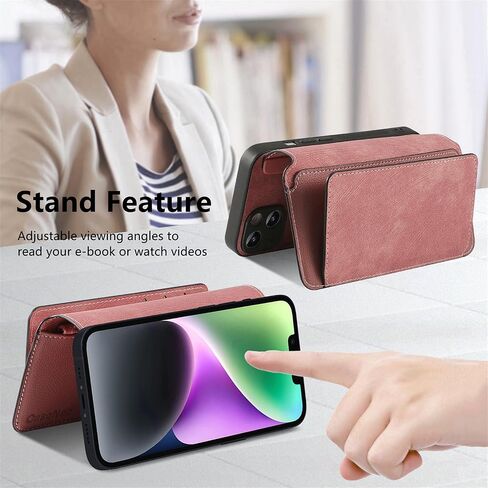 EEFIO Compatible for iPhone 16 Magnetic flip Phone Card case, flip Leather with Magnetic Buckle and Stand Phone Card case, Suitable for iPhone 16 Pro 6.1 inches (Brown) in Saudi Arabia