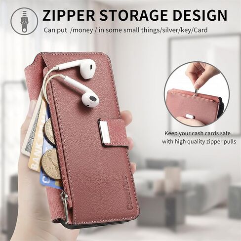 EEFIO Compatible for iPhone 16 Magnetic flip Phone Card case, flip Leather with Magnetic Buckle and Stand Phone Card case, Suitable for iPhone 16 Pro 6.1 inches (Brown) in Saudi Arabia