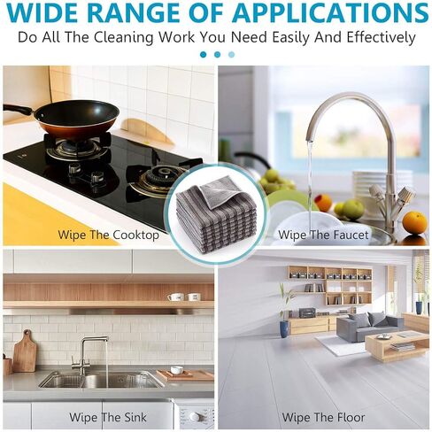 Stainless Steel Microfiber Cloth Double-Sided Cleaner Rag, Non-Scratch Scrub Cleaning Polishing Towel for Appliances, Kitchen Reusable Fridge Wipes, Gray Stripe, 8Pack, 12x12Inch in Saudi Arabia