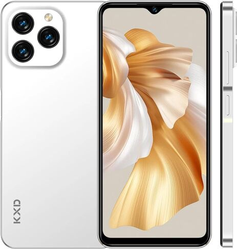 KXD A07 فتح الهاتف الخلوي، هاتف Android 12 غير مقفل، هواتف ذكية سريعة 4500 مللي أمبير 10 وات، 13 ميجابكسل + 8 ميجابكسل، 6.52 بوصة HD+، 8 جيجابايت + 128 جيجابايت/SD 256 جيجابايت، هاتف محمول، بصمة الإصبع/معرف الوجه، هاتف 4G ثنائي شريحة الاتصال - أبيض in Saudi Arabia