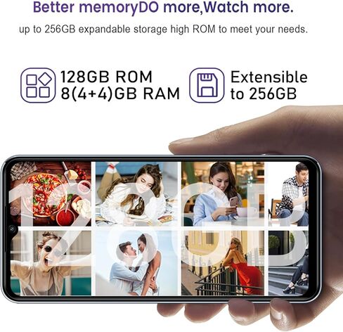 KXD A07 فتح الهاتف الخلوي، هاتف Android 12 غير مقفل، هواتف ذكية سريعة 4500 مللي أمبير 10 وات، 13 ميجابكسل + 8 ميجابكسل، 6.52 بوصة HD+، 8 جيجابايت + 128 جيجابايت/SD 256 جيجابايت، هاتف محمول، بصمة الإصبع/معرف الوجه، هاتف 4G ثنائي شريحة الاتصال - أبيض in Saudi Arabia