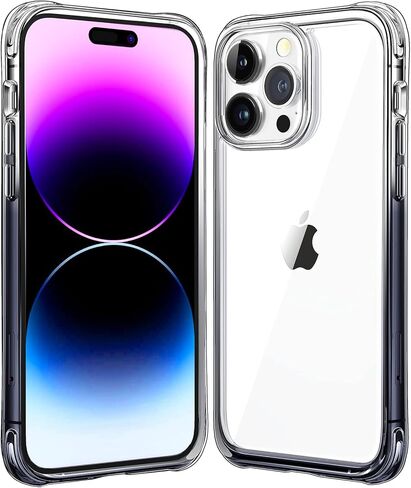 حافظة Mkeke لهاتف iPhone 14 Pro شفافة، [حماية من الدرجة العسكرية] [ليست صفراء] حافظة هاتف مضادة للصدمات لهاتف Apple iPhone 14 Pro 2022 - أسود شفاف in Kuwait