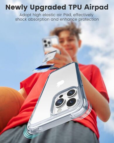 حافظة Mkeke لهاتف iPhone 14 Pro شفافة، [حماية من الدرجة العسكرية] [ليست صفراء] حافظة هاتف مضادة للصدمات لهاتف Apple iPhone 14 Pro 2022 - أسود شفاف in Kuwait