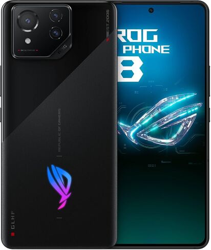 ASUS ROG Phone 8 Pro Unlocked Android Phone, US Version, 6.78" 165Hz AMOLED Display, 512GB, 16GB RAM, 5500mAh Battery, 50MP Gimbal Camera, 32MP Front, Snapdragon 8 Gen 3, Dual-SIM, Phantom Black in Saudi Arabia
