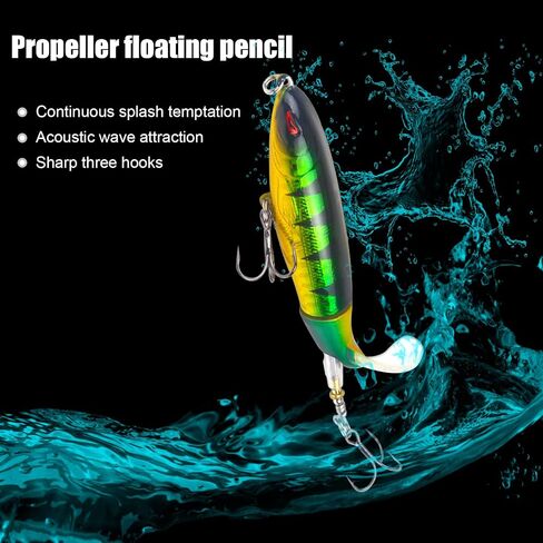 10Pcs Fishing Lures for Bass, Whopper Lures Kit, Top Water Fishing Lures with BKK Hooks, Popper Floating Lure for Bass Catfish Pike in Saudi Arabia