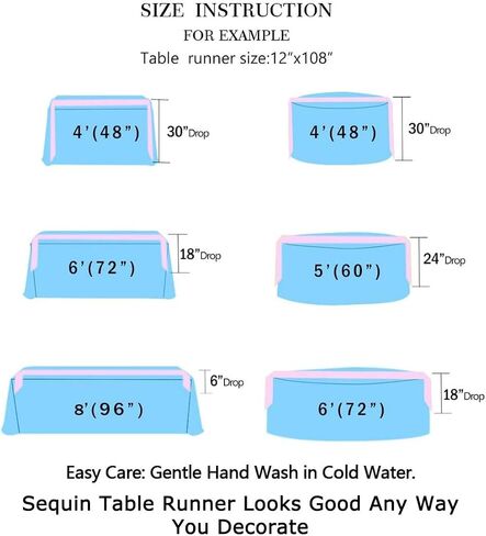 ShinyBeauty 12x72-Inch Rectangle-Baby Blue-Sequin Table Runner- for Wedding/Party/Decor-200111E in Kuwait