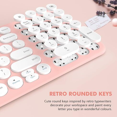 Wireless Keyboard and Mouse Combo,XTREMTEC 2.4GHz Quiet Slim Cute Round Keycap Compact Size Blue Kawaii Cordless Retro Keyboard Mouse Set Home Office Accessories for Mac/Windows (Blue) in Kuwait